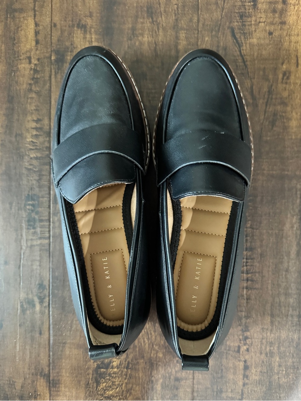 Kelly and Katie Black Platform Slip-On Penny Loafers